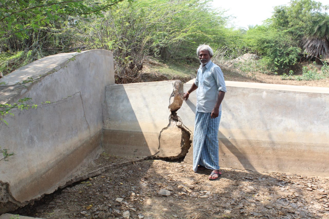 Broken walls of Check dam in Nellore