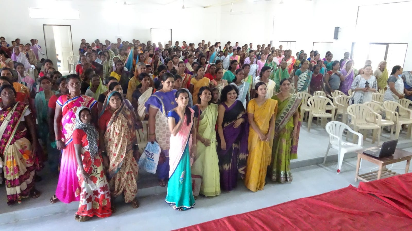 Dr. Ghumare seen here with over 600 women. As part of health camp, Save Indian Farmers had organized speech by Dr. Ghumare, health checkup as well as distribution of essential medicines for women in need.